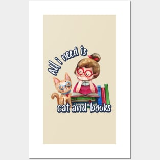 All i need is cat and books - Cute Posters and Art